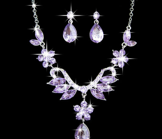 Alloy Diamond Necklace and Earring Bridal Set