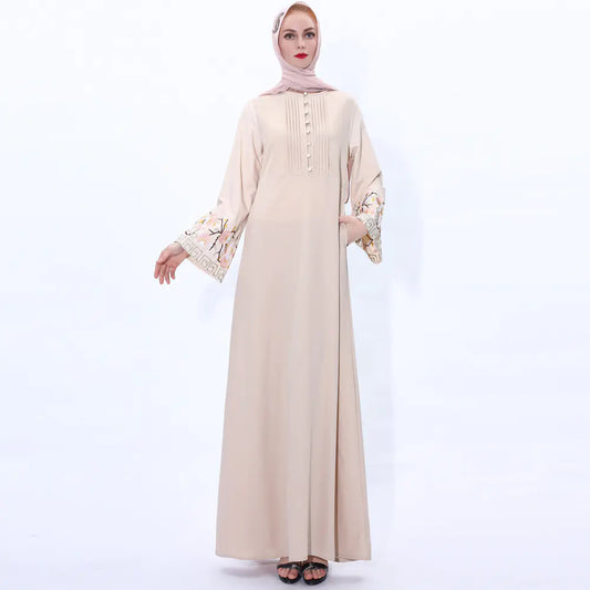 Vintage A-Line Abaya Dress with Bell Sleeves