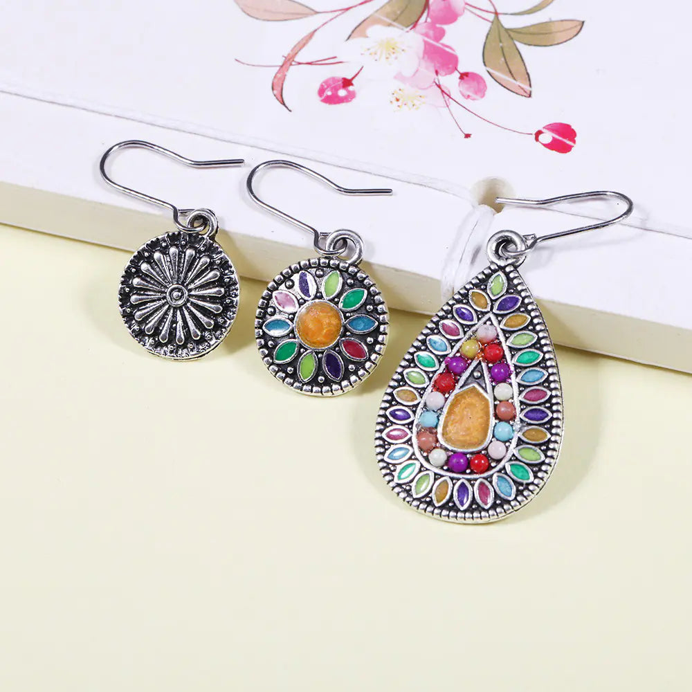 3 Pairs Alloy Drop Oil Beaded Women's Earrings