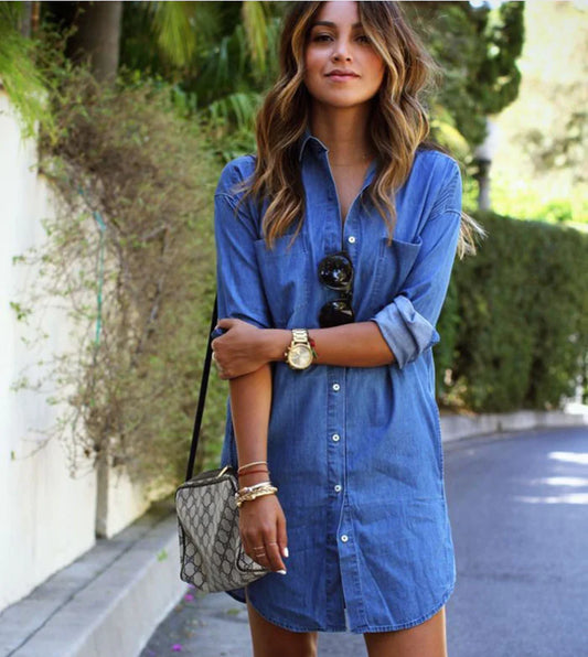 Denim Long Sleeve Shirt, Shirt Dress