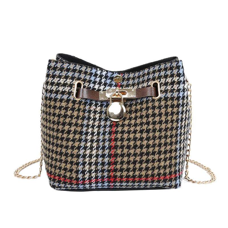 Women's Crossbody Bucket Bag - Versatile Wool Design