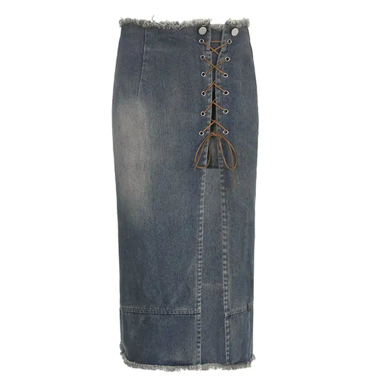 Women's Denim Skirt with Street Fashion Belt