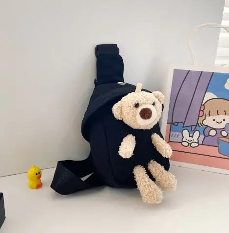 Versatile Mini Crossbody Bag with Bear Design