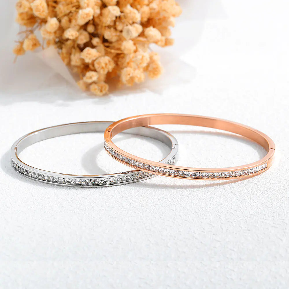 JeeMango Rose Gold Stainless Steel Cuff Bangle Bracelet