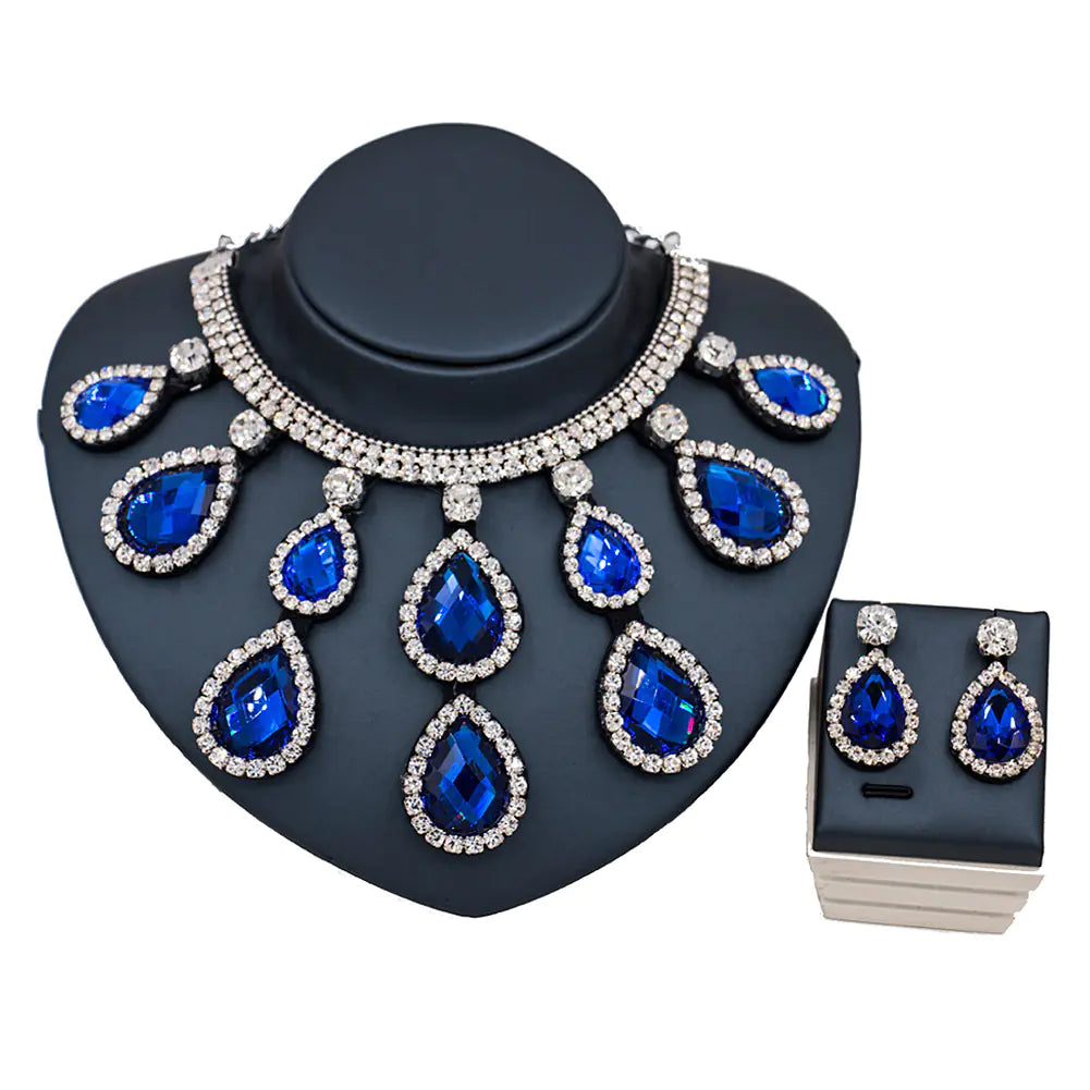 Colorful Exaggerated Bridal Necklace and Earring Set