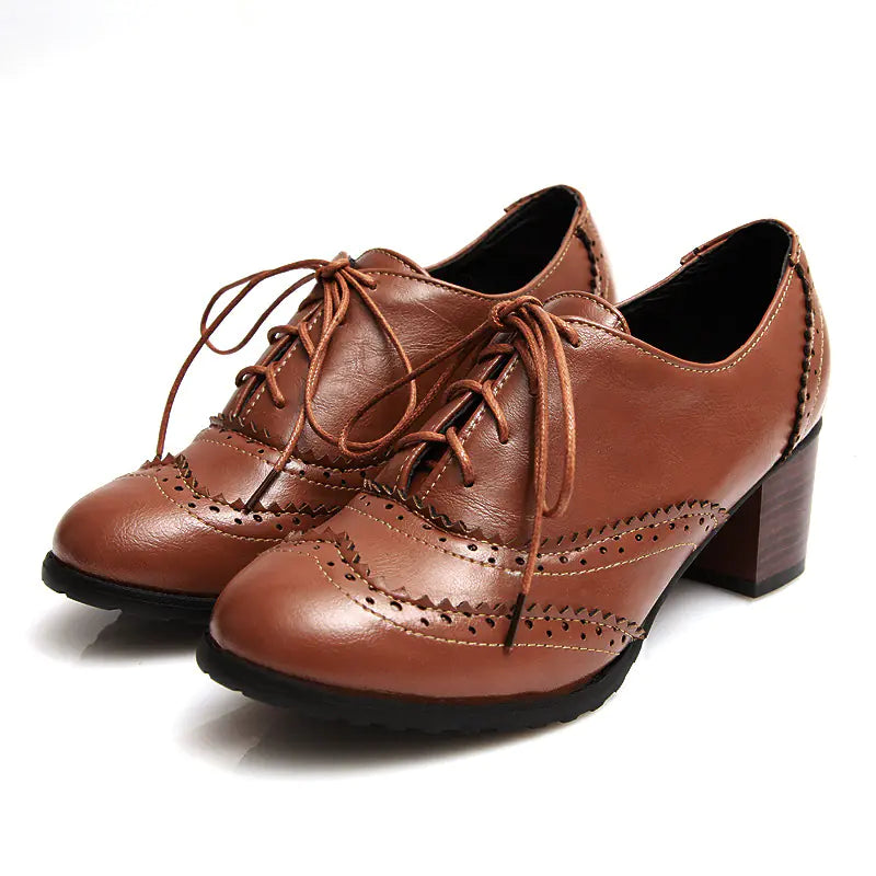 Plus Size Lace-Up Mid Heels with Hollow Design Z52