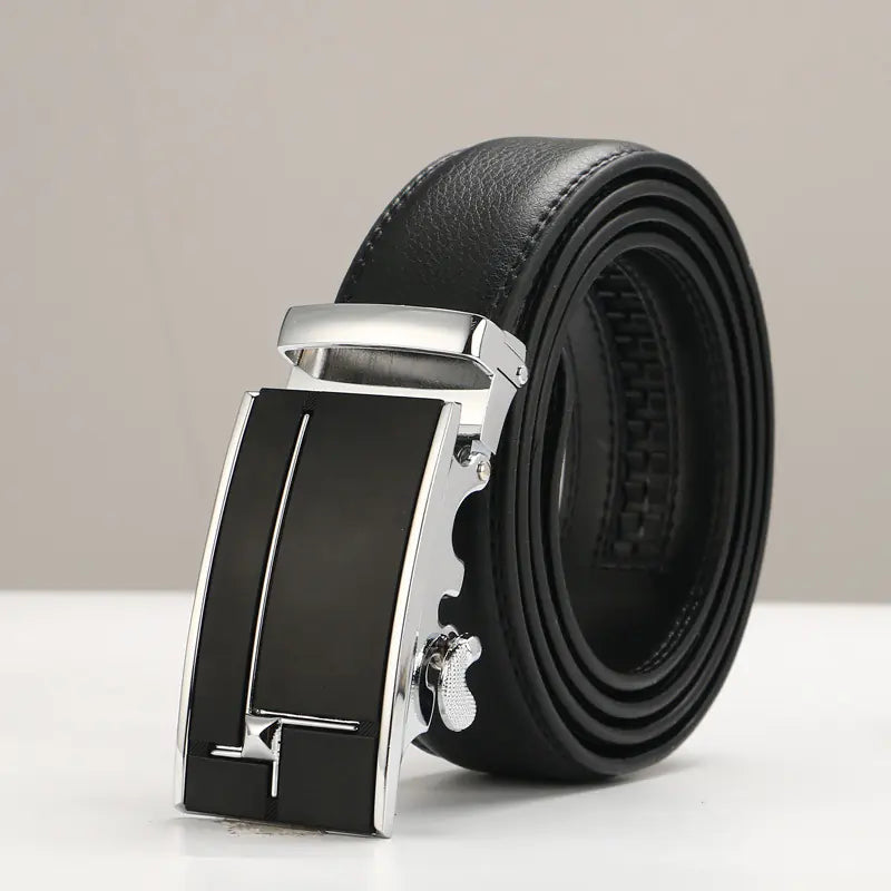 Genuine Leather Men's Belt with Automatic Buckle