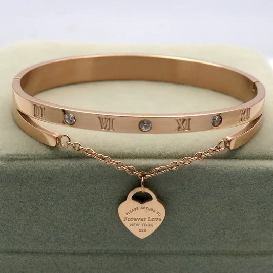 Heart-Shaped Bracelet and Bangle Set