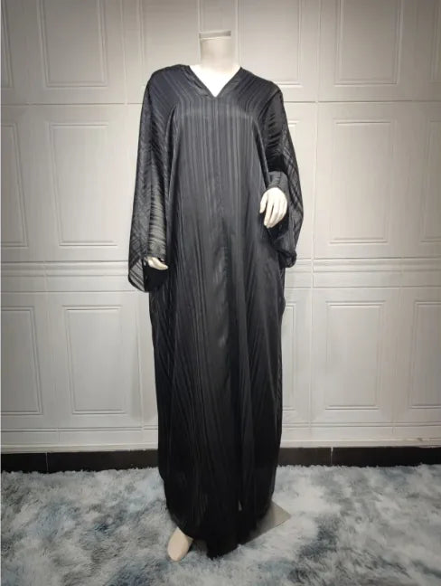 Shiny Black Abaya & Robe Set for Women
