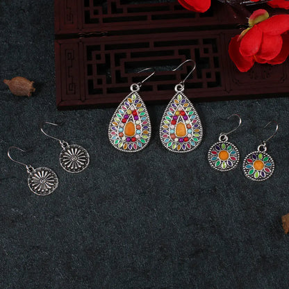 3 Pairs Alloy Drop Oil Beaded Women's Earrings