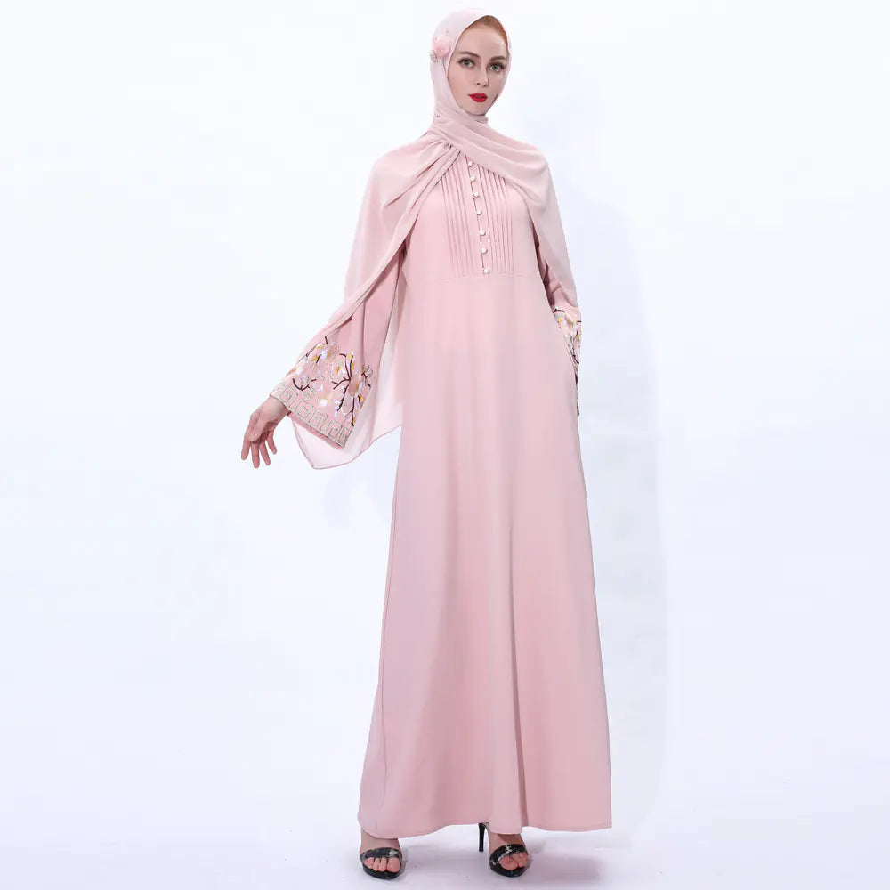 Vintage A-Line Abaya Dress with Bell Sleeves