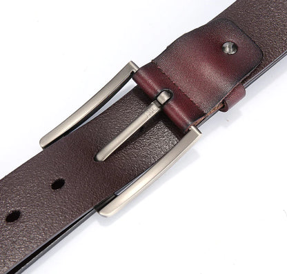 Genuine Leather Belt with Pin Buckle