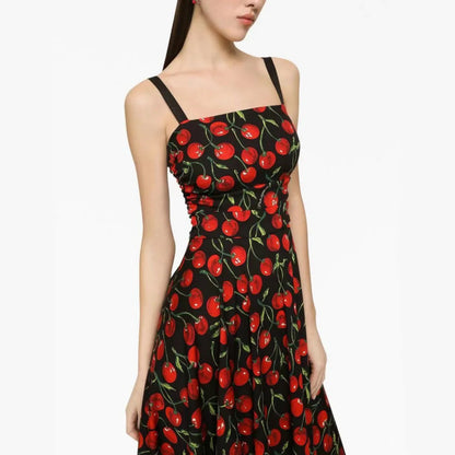Floral Printed Cherry Belt Dress