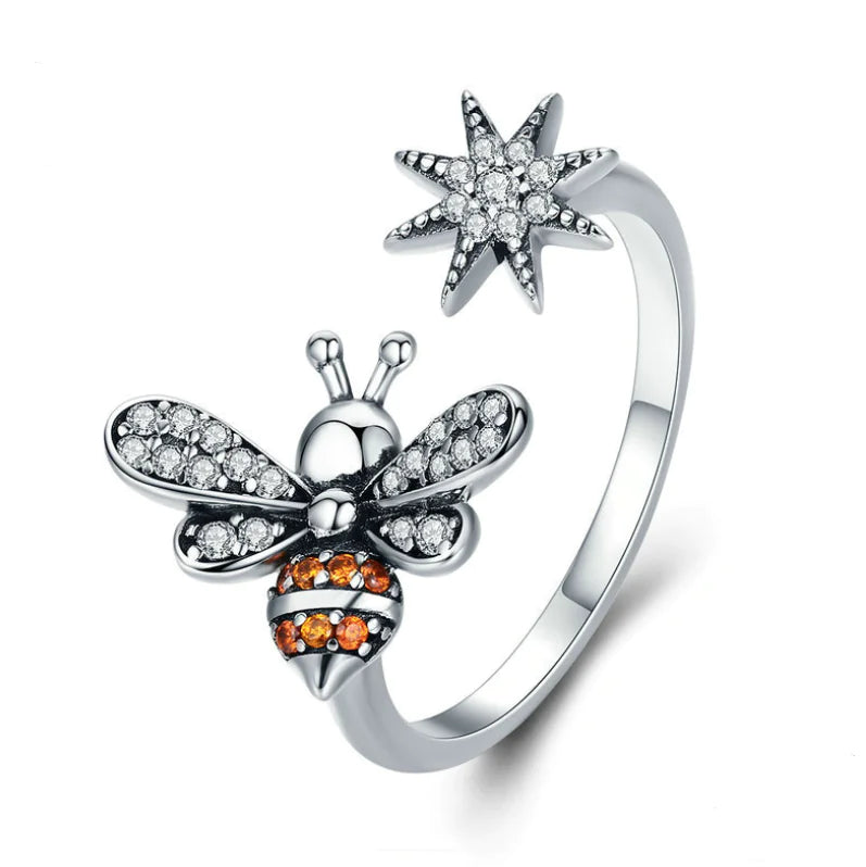 Bee Open Ring, Adjustable Bee Ring Jewelry