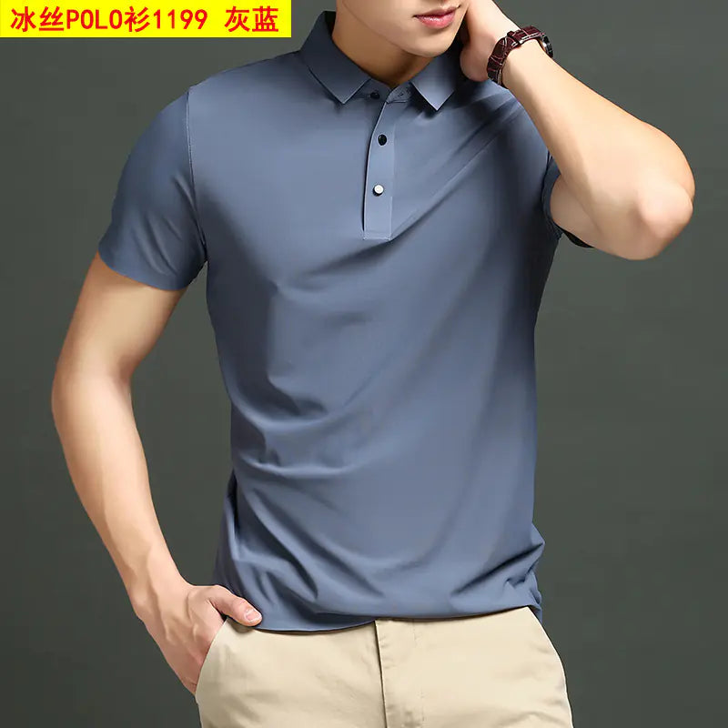 Men's Summer Loose Fit Ice Silk Polo Shirt