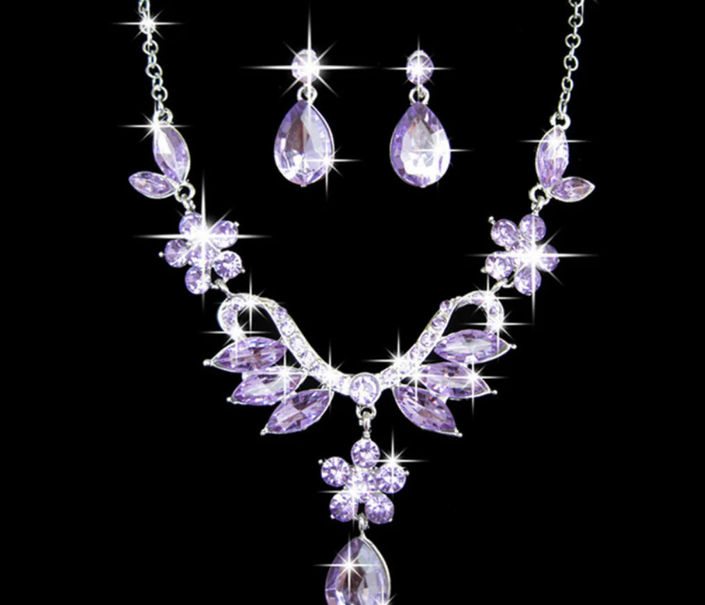 Alloy Diamond Necklace and Earring Bridal Set