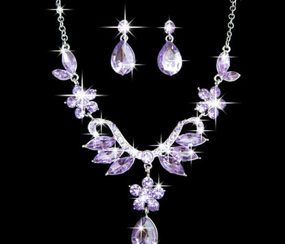 Alloy Diamond Necklace and Earring Bridal Set