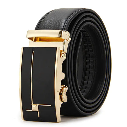 Genuine Leather Automatic Buckle Belt for Men