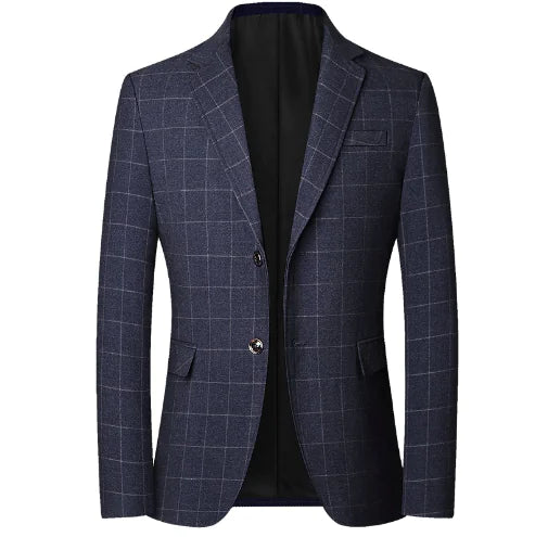 Men's Slim Fit Solid Color Blazer for Business Fashion