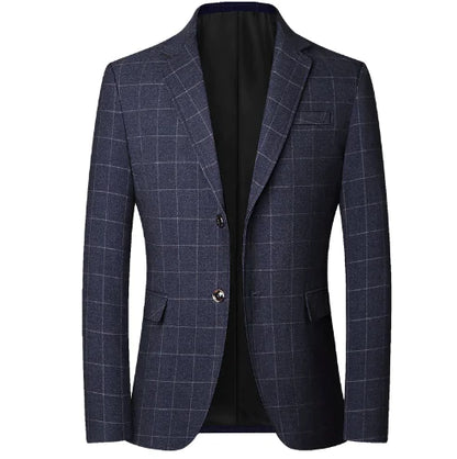 Men's Slim Fit Solid Color Blazer for Business Fashion