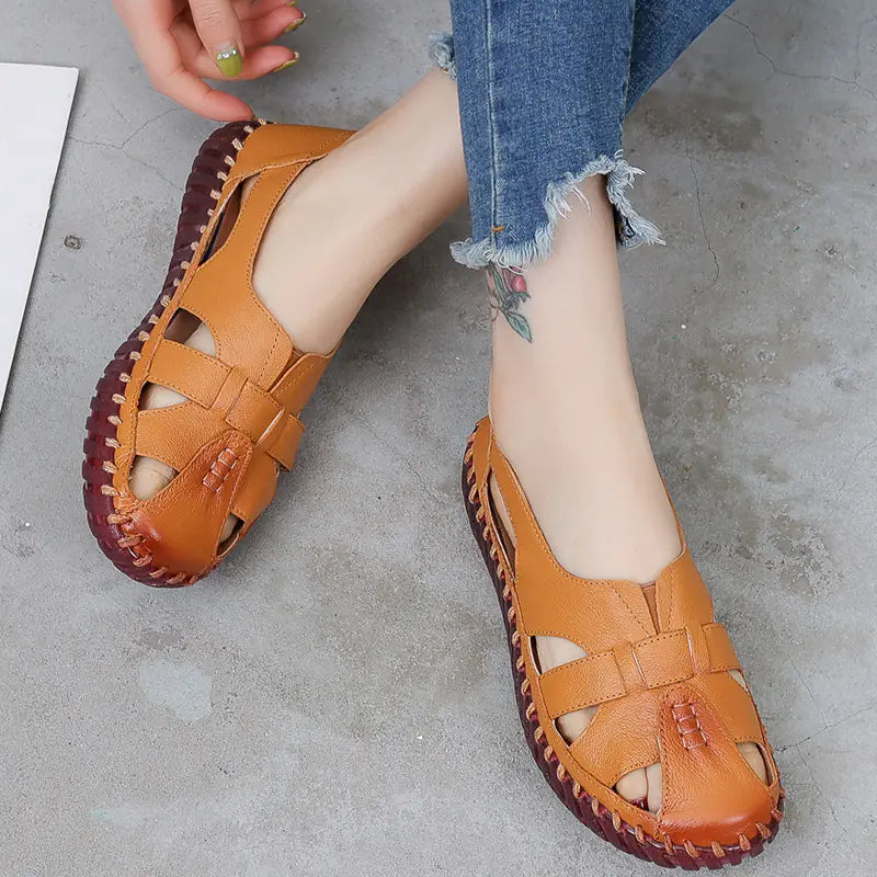 Women's Hollow Head Leather Cavern Shoes