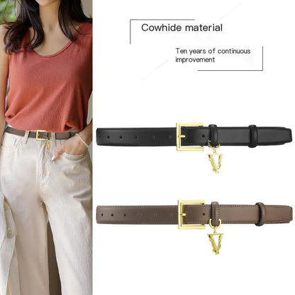 Women's Leather Belt with Minimalist Design