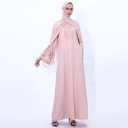 Vintage A-Line Abaya Dress with Bell Sleeves