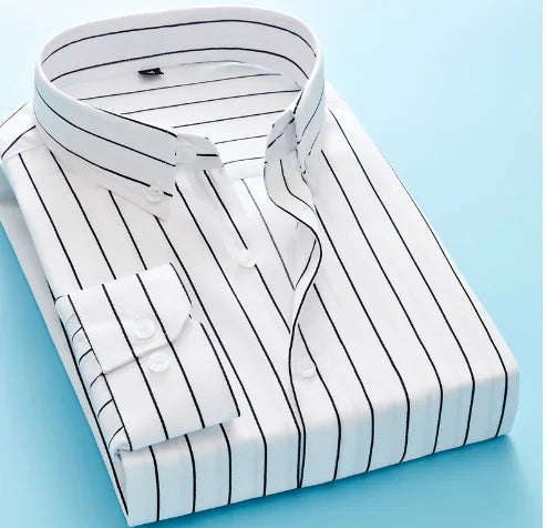 Men's Long Sleeve Striped Dress Shirt (Business Attire)
