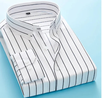 Men's Long Sleeve Striped Dress Shirt (Business Attire)