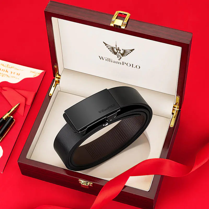 Genuine Leather Men's Belt with Automatic Buckle