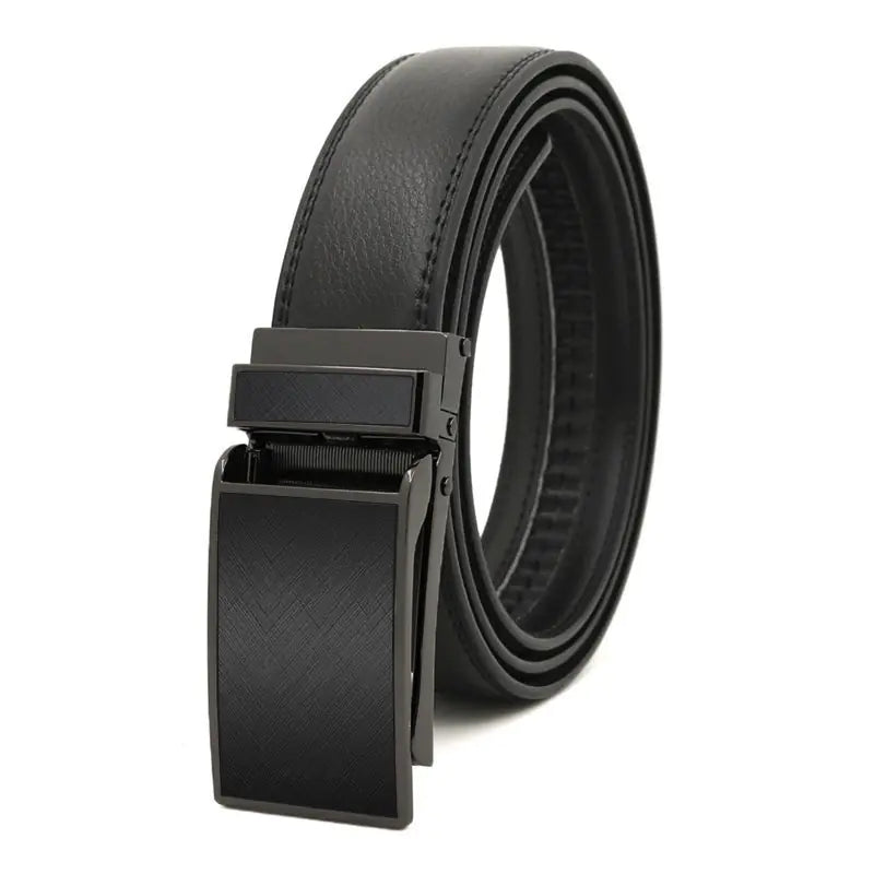 Men's Automatic Buckle Leather Belt - Genuine Cowhide