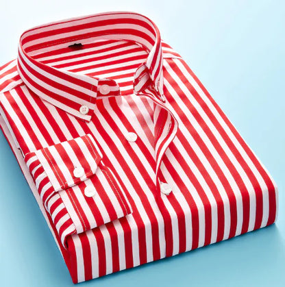 Men's Long Sleeve Striped Dress Shirt (Business Attire)