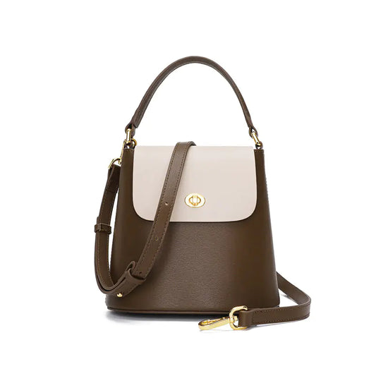 Fashionable Women's Leather Bucket Bag and Shoulder Bag