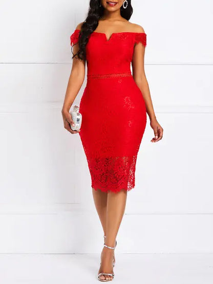 Lace Dress, Low-Cut Lace Dress, Bodycon Lace Dress