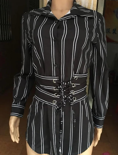Striped Casual Long Sleeve Shirt and Dress