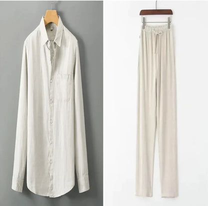 Men's Casual Linen Shirt with Loose Standing Collar