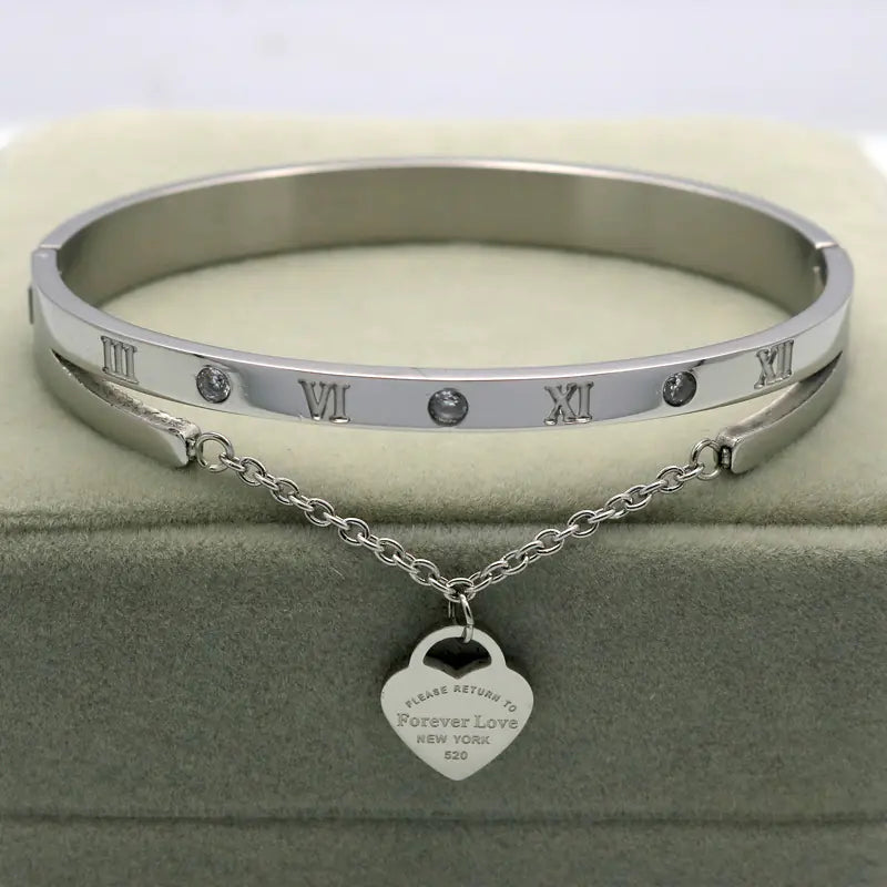 Heart-Shaped Bracelet and Bangle Set