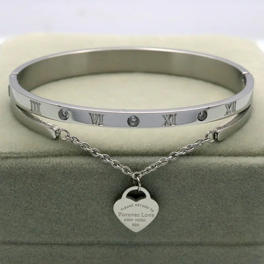 Heart-Shaped Bracelet and Bangle Set