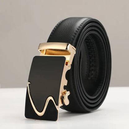 Genuine Leather Men's Belt with Automatic Buckle