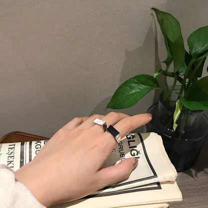 Black Onyx Ring, White Turquoise Ring, Unique Design