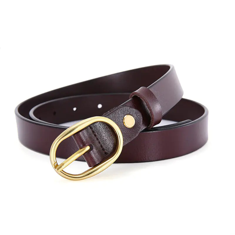 Women's Minimalist Black Leather Belt for Jeans