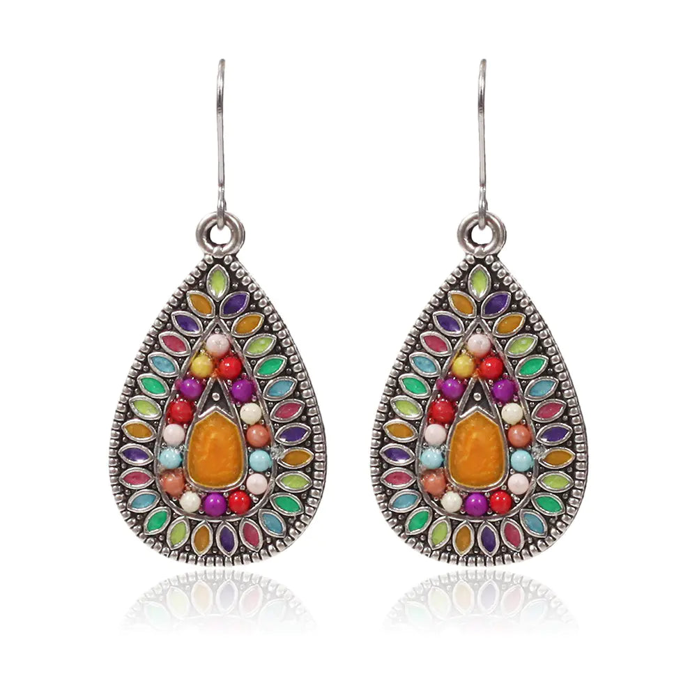 3 Pairs Alloy Drop Oil Beaded Women's Earrings