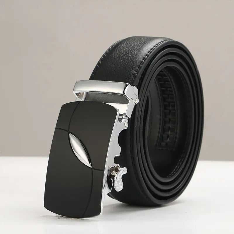 Genuine Leather Men's Belt with Automatic Buckle