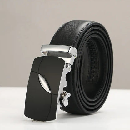 Genuine Leather Men's Belt with Automatic Buckle