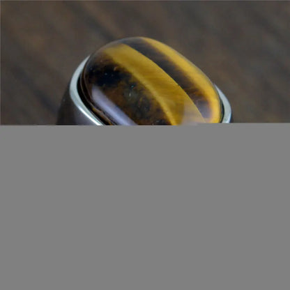 Tiger Eye Stone Ring, Titanium Steel Minimalist Ring