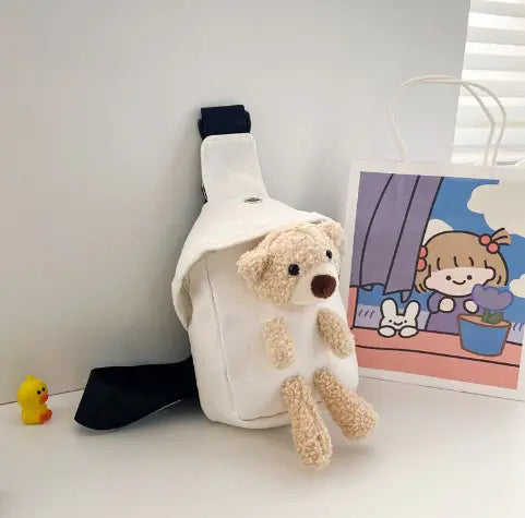 Versatile Mini Crossbody Bag with Bear Design