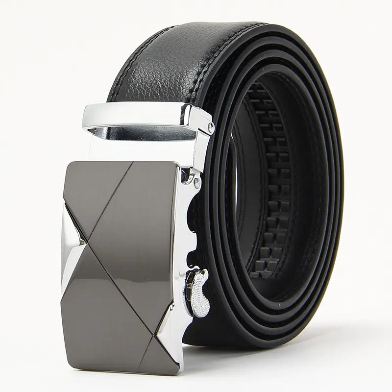 Genuine Leather Automatic Buckle Belt for Men