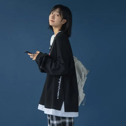 Loose-Fit Women's Two-Piece Round Neck Sweater Top