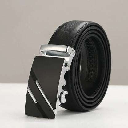 Genuine Leather Men's Belt with Automatic Buckle