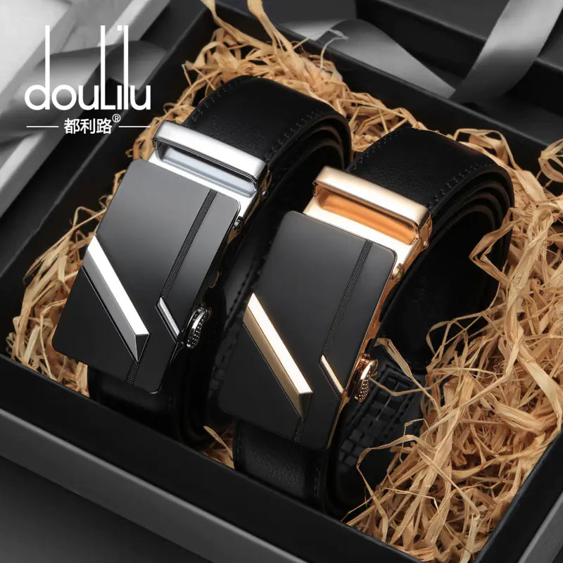 Genuine Leather Automatic Buckle Belt for Men